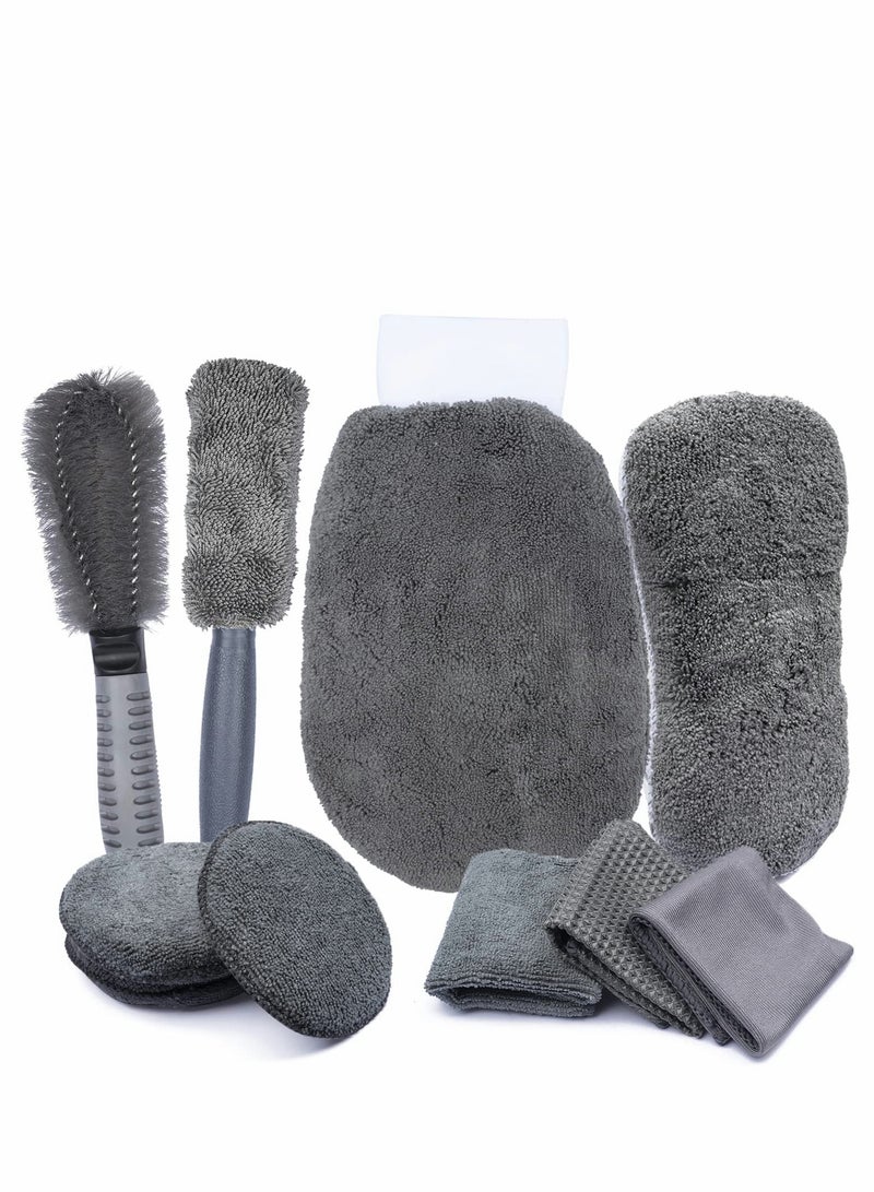 Excefore Car Wash Cleaning Kit, 10PCS Care Clean Tools, Wheel Brushes for Tyre, Microfiber Washing Towels Detailed Interior & Exterior Car, Motorcycle, Bicycle, Van Truck - Image 1