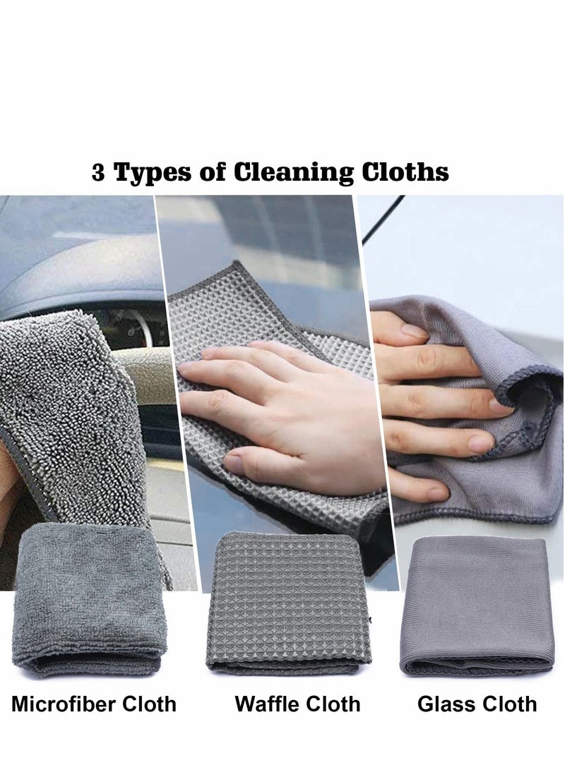 Excefore Car Wash Cleaning Kit, 10PCS Care Clean Tools, Wheel Brushes for Tyre, Microfiber Washing Towels Detailed Interior & Exterior Car, Motorcycle, Bicycle, Van Truck - Image 4