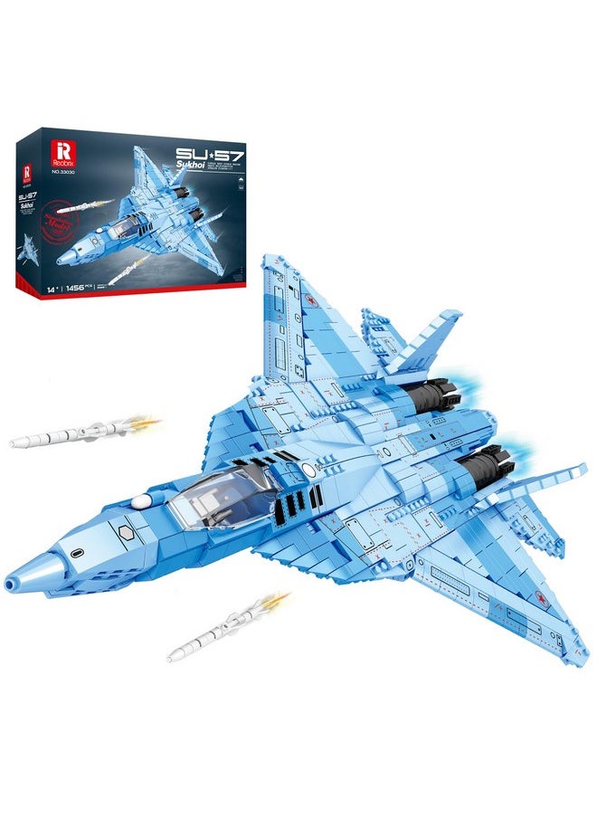 Reobrix Reobrix SU-57 Fighter Jet Building Set, Fighter Airplane Model Kit 33030 for Adults, Military Plane Model Kit for Men, Cool Decor Military Toys Ideal Gifts for Military Fans Kids 14+(1,456PCS)  - Image 1