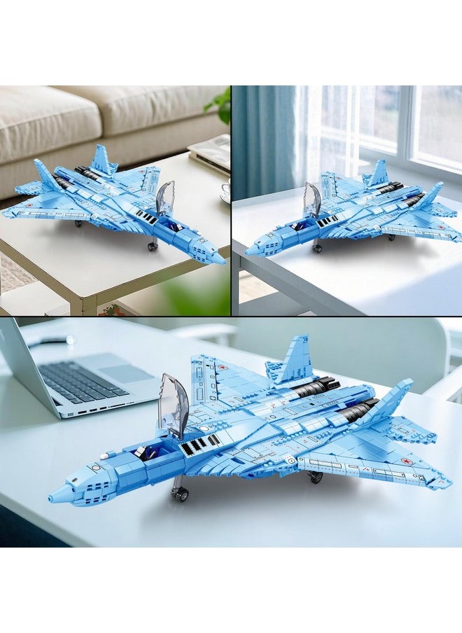 Reobrix Reobrix SU-57 Fighter Jet Building Set, Fighter Airplane Model Kit 33030 for Adults, Military Plane Model Kit for Men, Cool Decor Military Toys Ideal Gifts for Military Fans Kids 14+(1,456PCS)  - Image 3