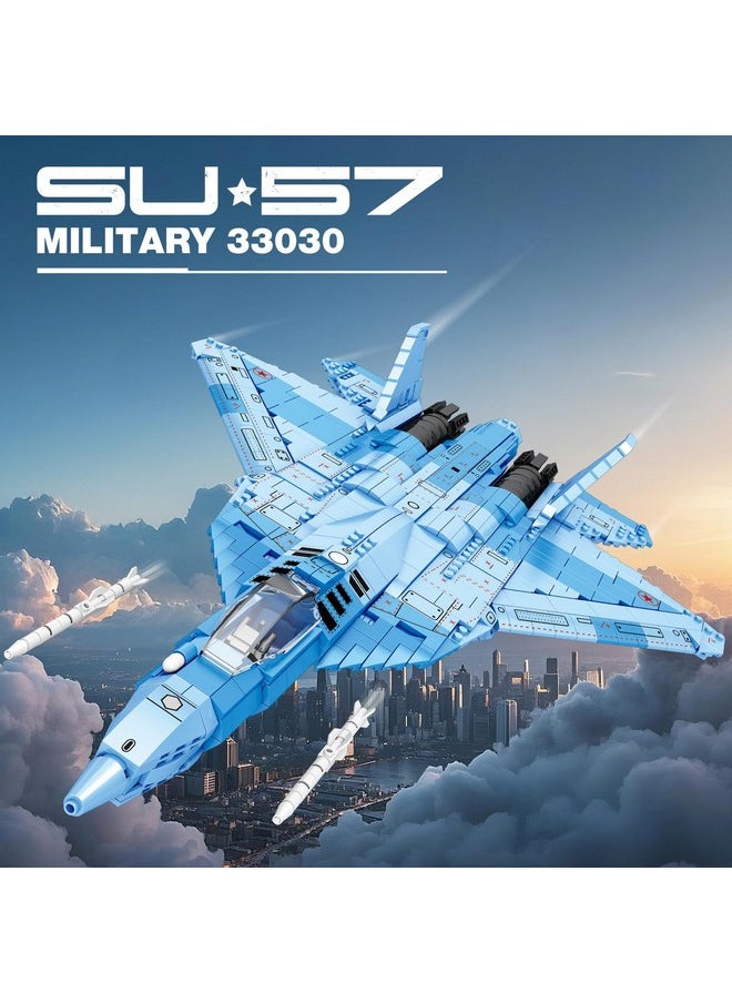 Reobrix Reobrix SU-57 Fighter Jet Building Set, Fighter Airplane Model Kit 33030 for Adults, Military Plane Model Kit for Men, Cool Decor Military Toys Ideal Gifts for Military Fans Kids 14+(1,456PCS)  - Image 2