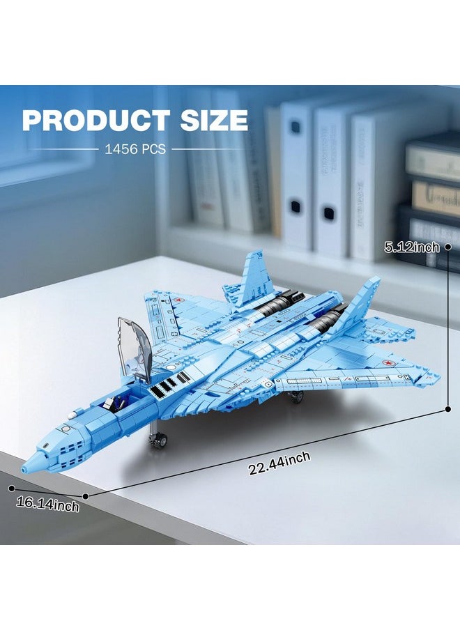 Reobrix Reobrix SU-57 Fighter Jet Building Set, Fighter Airplane Model Kit 33030 for Adults, Military Plane Model Kit for Men, Cool Decor Military Toys Ideal Gifts for Military Fans Kids 14+(1,456PCS)  - Image 5