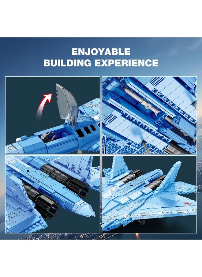 Reobrix Reobrix SU-57 Fighter Jet Building Set, Fighter Airplane Model Kit 33030 for Adults, Military Plane Model Kit for Men, Cool Decor Military Toys Ideal Gifts for Military Fans Kids 14+(1,456PCS)  - Image 4