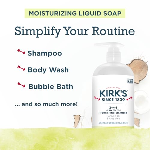 Kirk's 3-in-1 Head to Toe Nourishing Liquid Cleanser- for Men, Women & Children - Premium Coconut Oil & Aloe Vera- Non GMO & Vegan -Juniper & Lime - 32 Fl Oz 2 Pack - Image 3