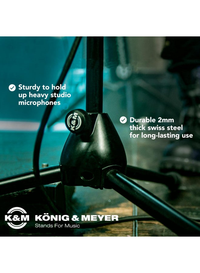 K_M K&M Konig & Meyer 21080.500.55 Tripod Microphone Stand w/Telescoping Boom | Clutch Height Adjustment | Soft-Touch Lock | Folding Leg Design | Zinc Die-Cast Base | German Made | Black  - Image 3