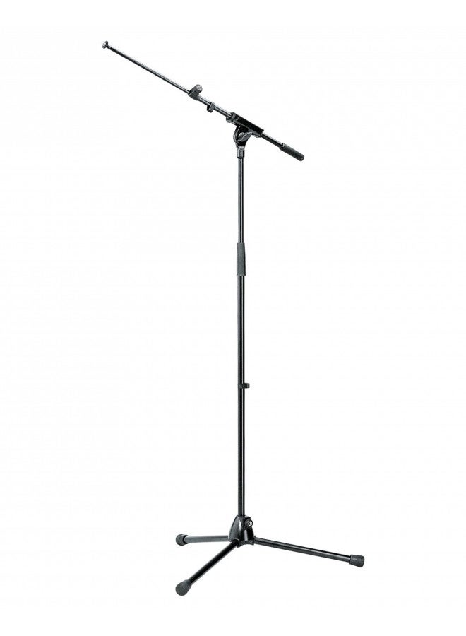 K_M K&M Konig & Meyer 21080.500.55 Tripod Microphone Stand w/Telescoping Boom | Clutch Height Adjustment | Soft-Touch Lock | Folding Leg Design | Zinc Die-Cast Base | German Made | Black  - Image 1