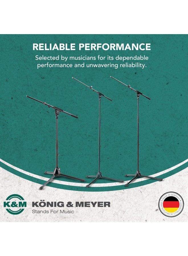 K_M K&M Konig & Meyer 21080.500.55 Tripod Microphone Stand w/Telescoping Boom | Clutch Height Adjustment | Soft-Touch Lock | Folding Leg Design | Zinc Die-Cast Base | German Made | Black  - Image 4