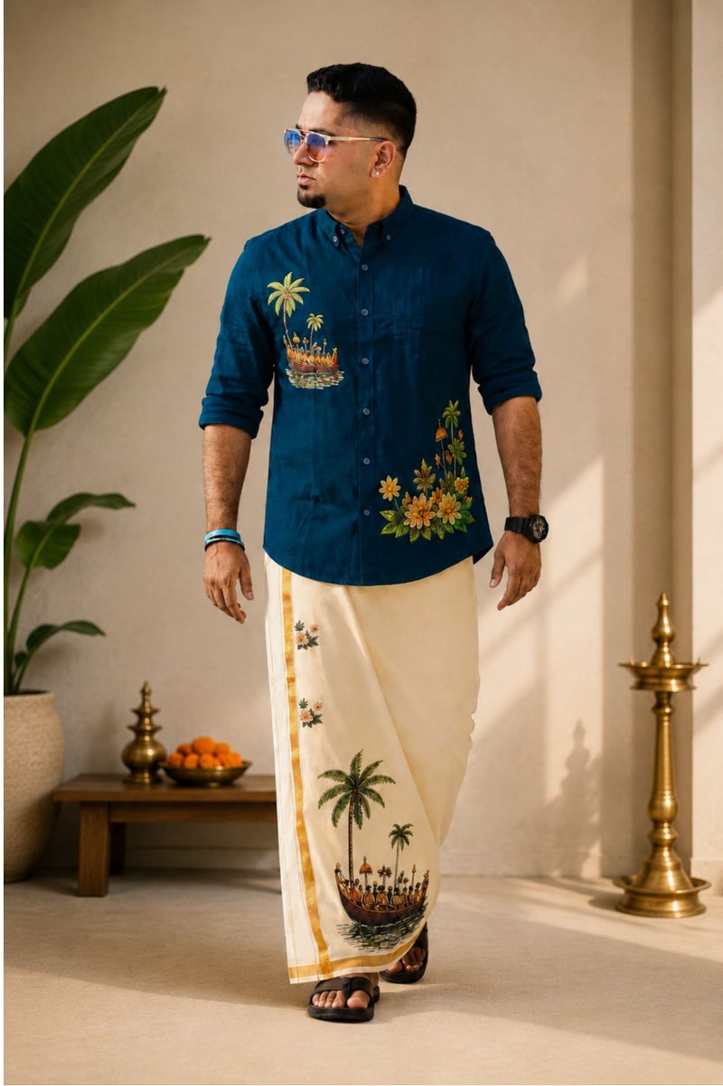 meeshakaran.com Hand Painted Traditional Mundu |Premium cotton| - Image 1