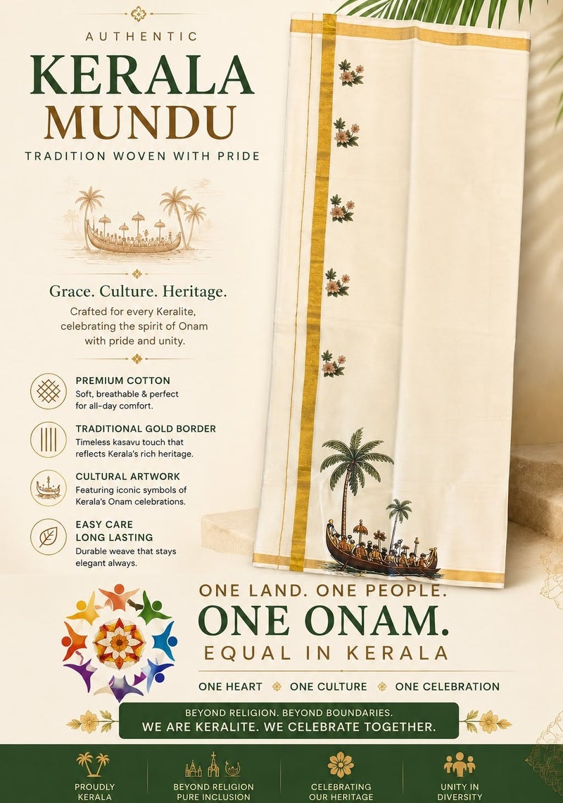 meeshakaran.com Hand Painted Traditional Mundu |Premium cotton| - Image 3