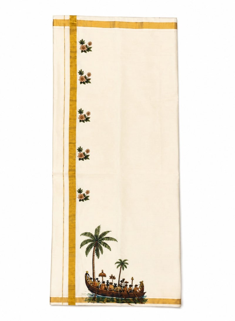 meeshakaran.com Hand Painted Traditional Mundu |Premium cotton| - Image 2