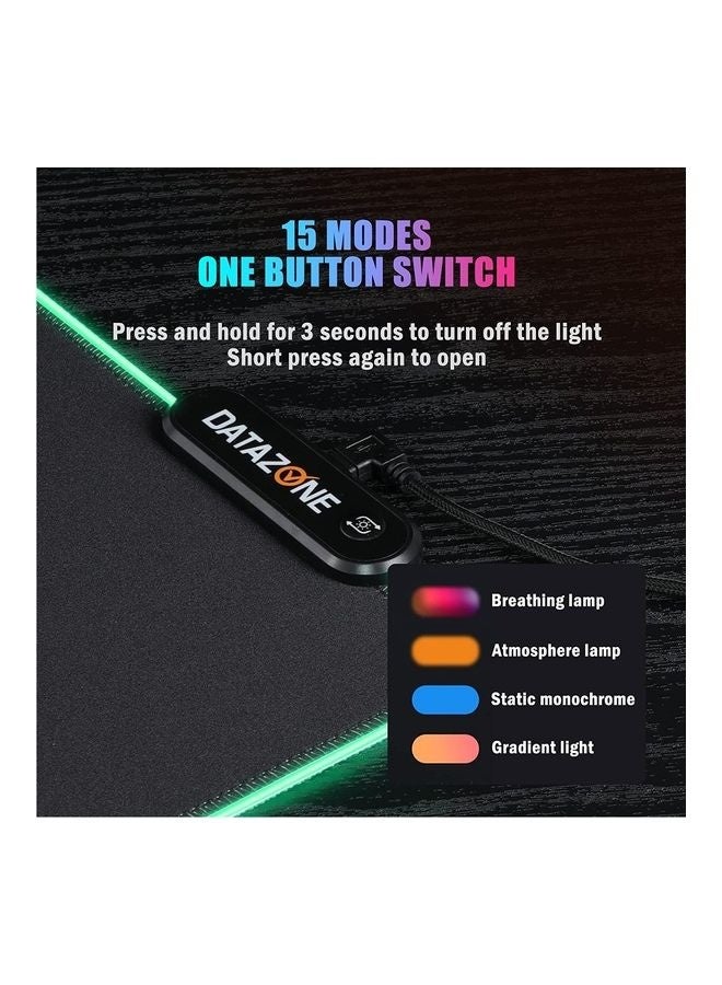 Datazone Gaming RGB Mouse Pad 80x30 cm – Soft Surface with Anti-Slip Rubber Base – 15 Lighting Modes – Waterproof – Optimized for Gaming and Office Use - Image 5
