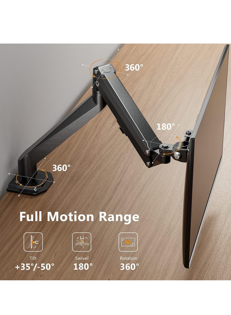 ELTRAZONE Single Monitor Mount – Gas Spring Monitor Arm with Full Motion, Adjustable Mount, VESA Bracket, Fits 17 to 27 Inch Monitors, Holds up to 14.3 lbs – Ergonomic, Flexible Desk Stand for Enhanced Comfort & Space-Saving - Image 3