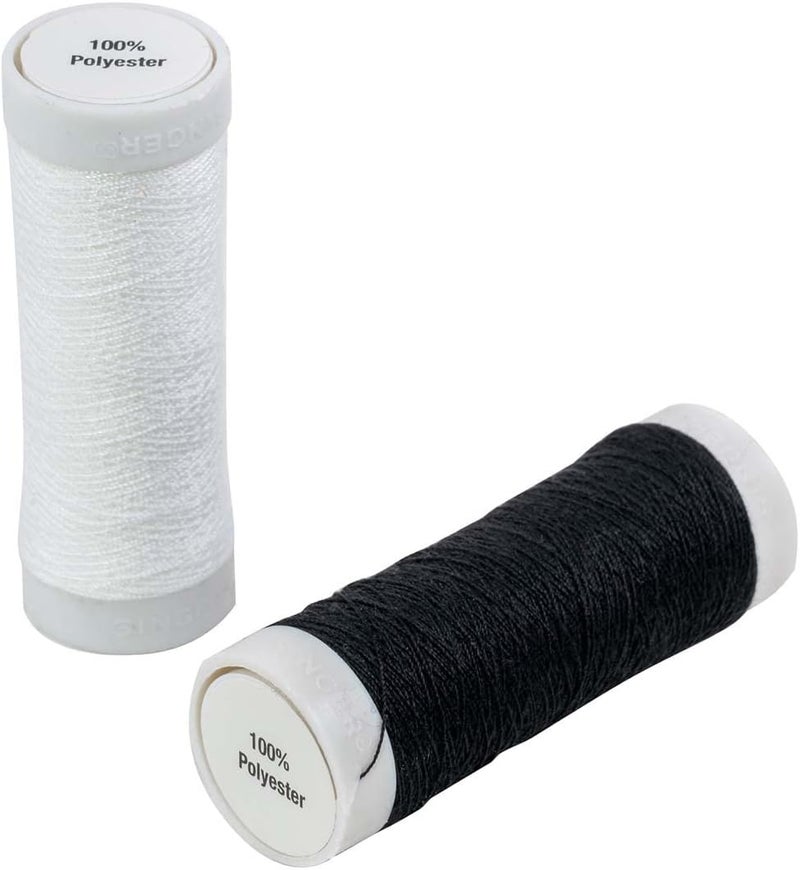 SINGER 60450 Hand Sewing Polyester Thread Duo Pack - 150 Yards Each in Black and White - Image 2