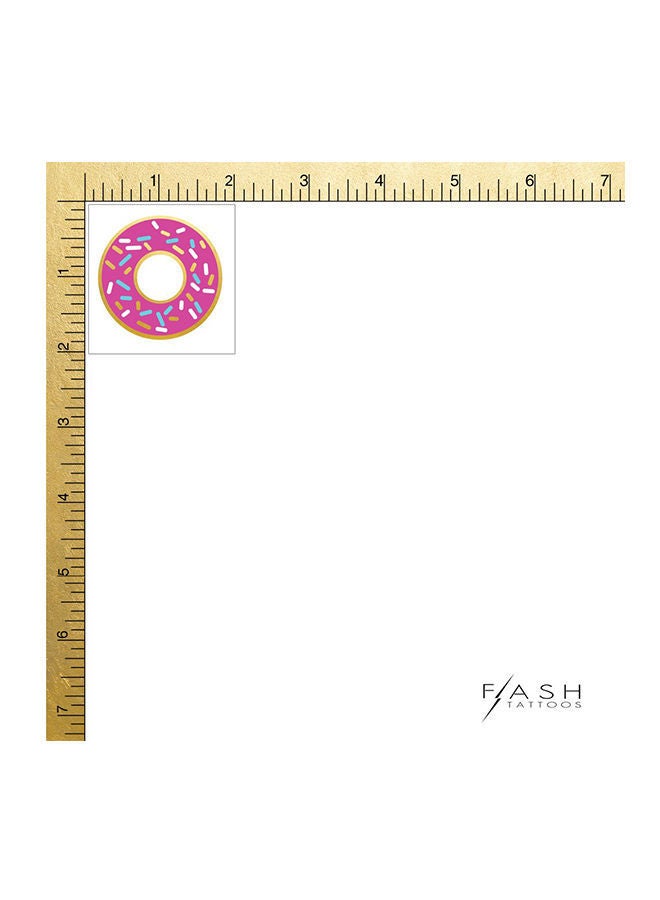 NIBEMINENT 25-Piece Donut Shape Tattoo Sticker Pink/Yellow - Image 3