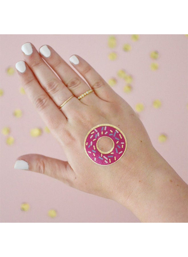 NIBEMINENT 25-Piece Donut Shape Tattoo Sticker Pink/Yellow - Image 2