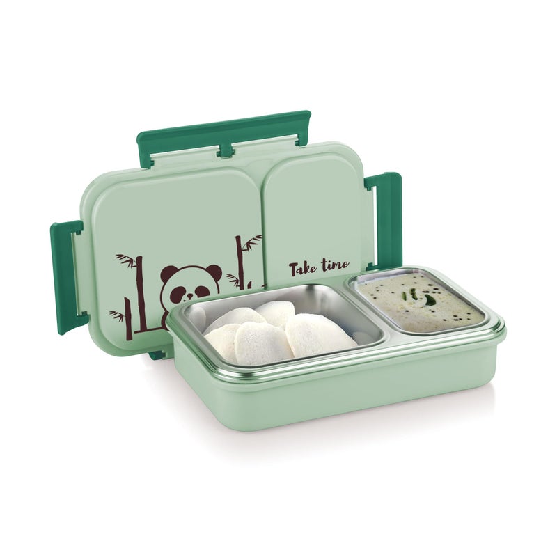 ATTRO Legacy 2 Insulated Lunch Box with Two Compartment BPA Free, Food Grade Ideal for School, Picnic, Office & Outdoor - 600ml Green, Stainless Steel - Image 5