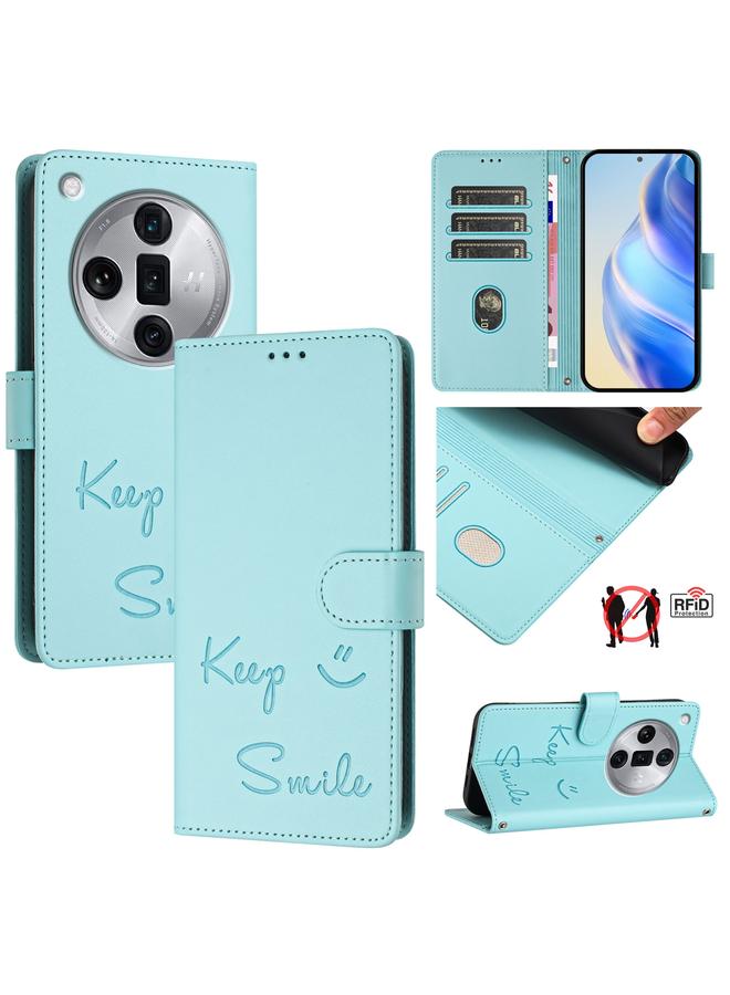 S-TOP Case For OPPO Find X7 Ultra Smile Embossing RFID Leather Phone Case - Image 1