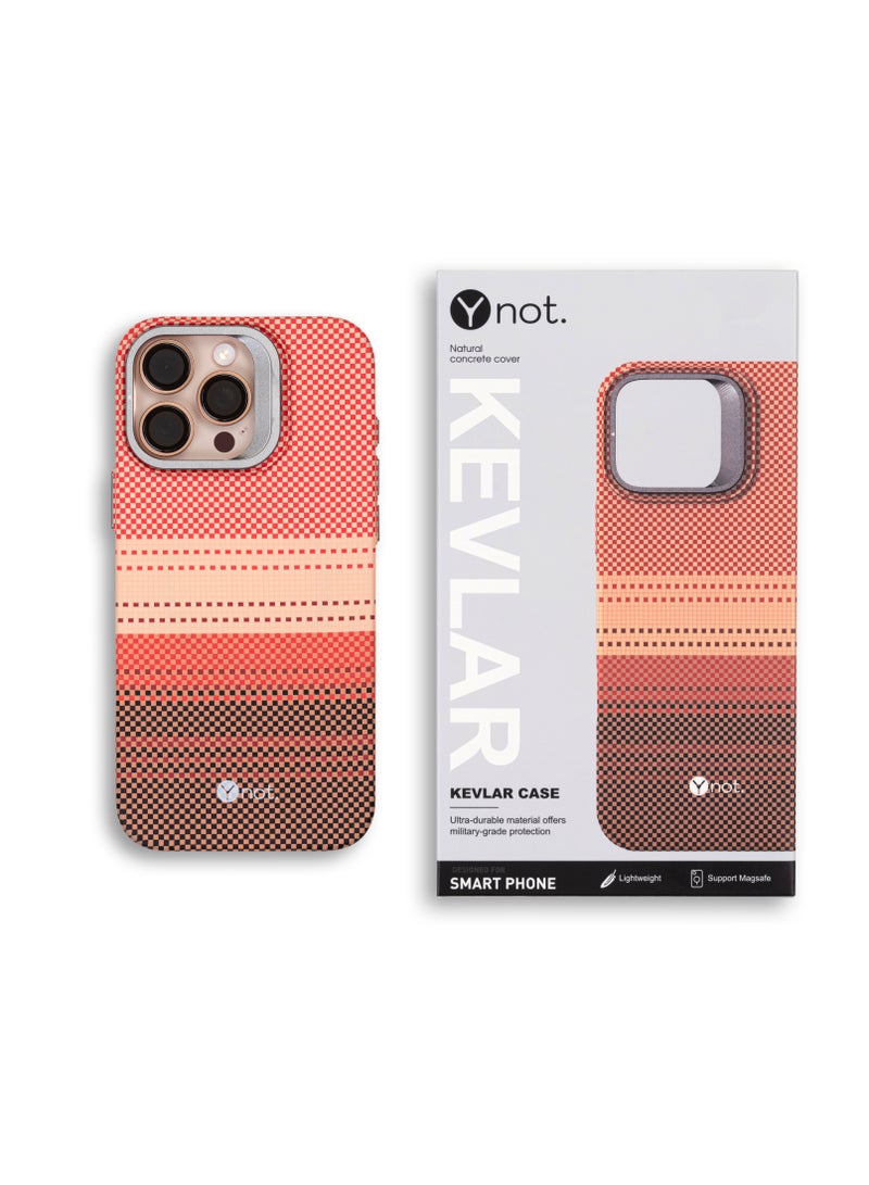 YNOT iPhone 16 Plus Kevlar Fiber Case with MagSafe and Stand - Orange Carbon - Image 5