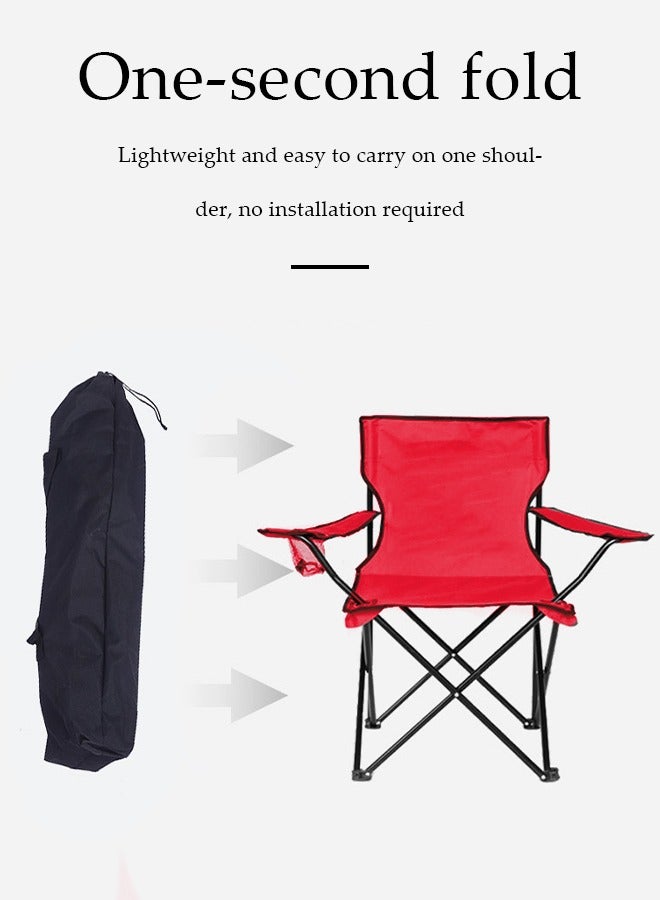 DUNISO كرسي تخييم قابل للطي مع مساند للذراع وحامل أكواب، كراسي شاطئ محمولة مع حقيبة حمل، كراسي تخييم خارجية، للتخييم، الشاطئ، النزهات، والفعاليات الخارجية، 50 * 50 * 80 سم - Image 5