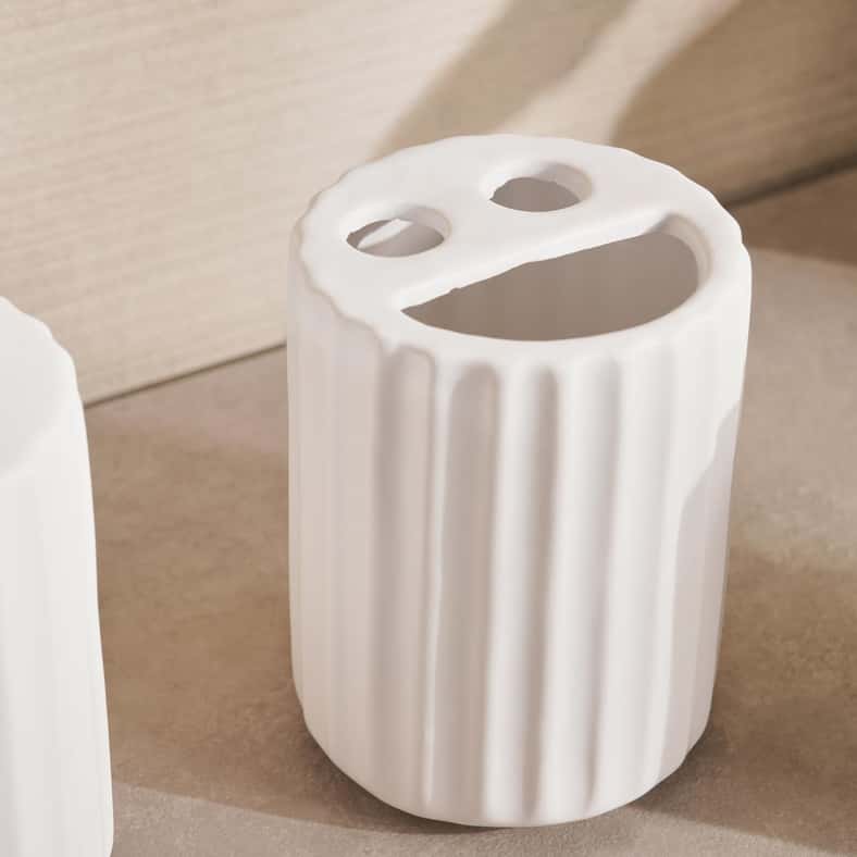 Pan Home Brisbane 4-Piece Ceramic Bath Accessories Set -White - Image 3