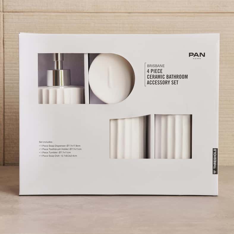 Pan Home Brisbane 4-Piece Ceramic Bath Accessories Set -White - Image 5