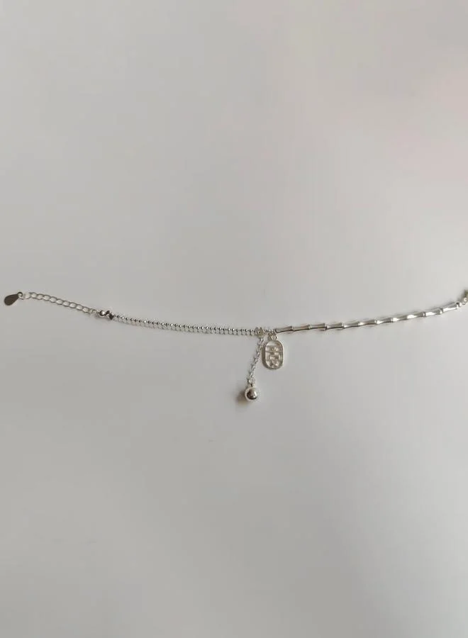 Take Two Silver Bamboo Bangle Bracelet with Charm