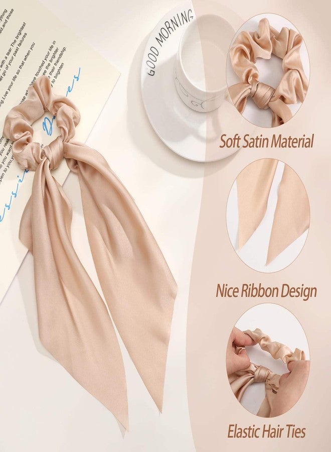 Shivashay 4 Pcs Bowknot Hair Scrunchies | Bohemian Chiffon Floral Scarf Hair Ties with Long Tails | Ponytail Holders & Hair Accessories for Women and Girls - Image 3