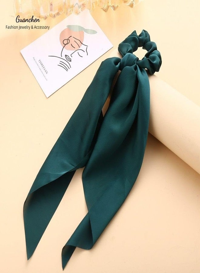 Shivashay 4 Pcs Bowknot Hair Scrunchies | Bohemian Chiffon Floral Scarf Hair Ties with Long Tails | Ponytail Holders & Hair Accessories for Women and Girls - Image 4
