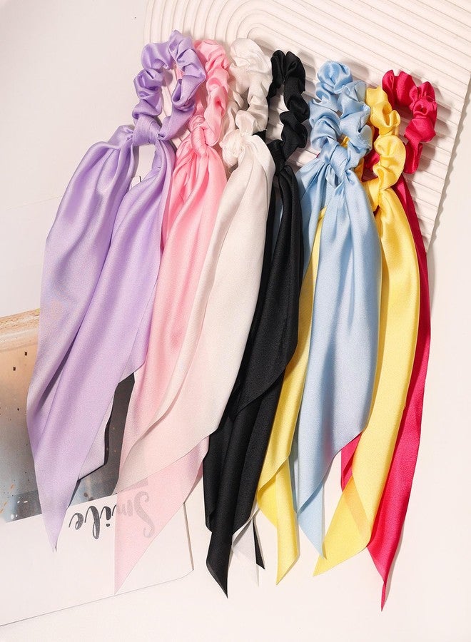 Shivashay 4 Pcs Bowknot Hair Scrunchies | Bohemian Chiffon Floral Scarf Hair Ties with Long Tails | Ponytail Holders & Hair Accessories for Women and Girls - Image 5