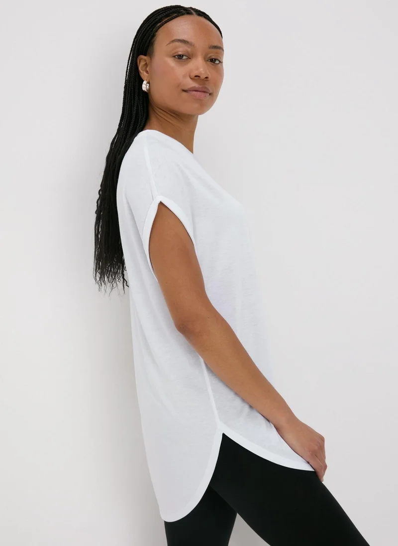 Matalan White White Longline T-Shirt for Women | Best Price UAE