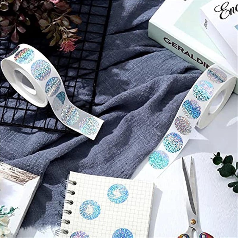 Scratch Off Stickers 2Roll 300Pcs/Roll Pack of 2.5CM Round Laser Scratch-Off Stickers, Secret Code Cover for Activity Cards - Image 5