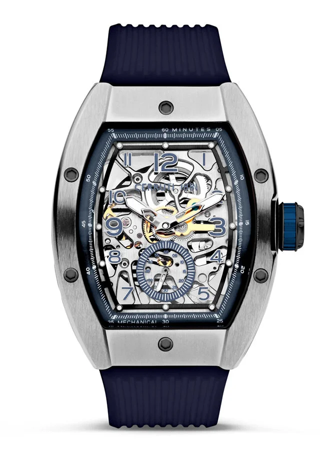 شيروتي 1881 Ovaro Men's 48mm Watch with Skeleton Dial & Blue Silicone Strap