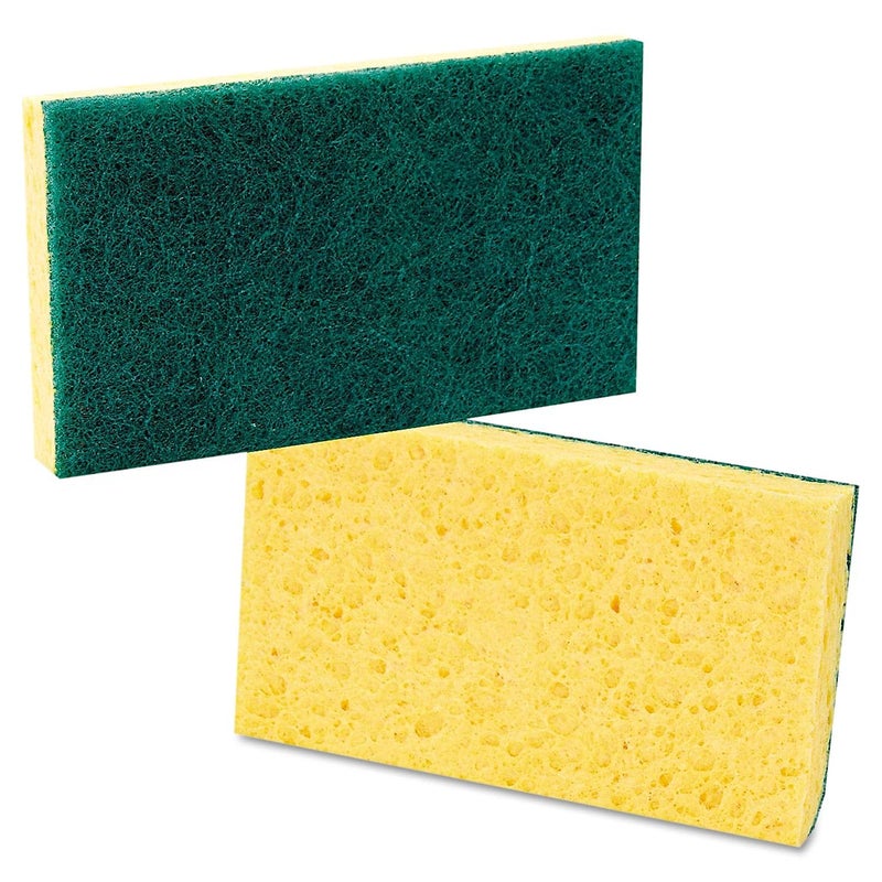 Boardwalk 74BWK MD 36 in x 61 in Medium Duty Individually Wrapped Scrubbing Sponge  YellowGreen 20Carton