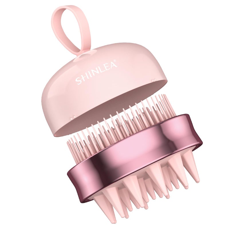 SHINLEA 2 in 1 Scalp Massager Hair GrowthScalp Scrubber with Soft Silicone Bristles for Dandruff RemovalShampoo Brush for ExfoliationHead Massager for Both Wet and Dry Use Pink - Image 2