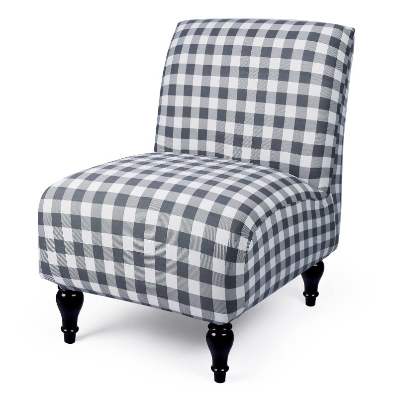 Iauddy Iauddy Armless Accent Slipper Chair Cover SlipcoverStretch Spandex Printed Removable NonSlip Silp Cover for Accent Chair Without Arms for Living Dining RoomDarkgreyWhite 
