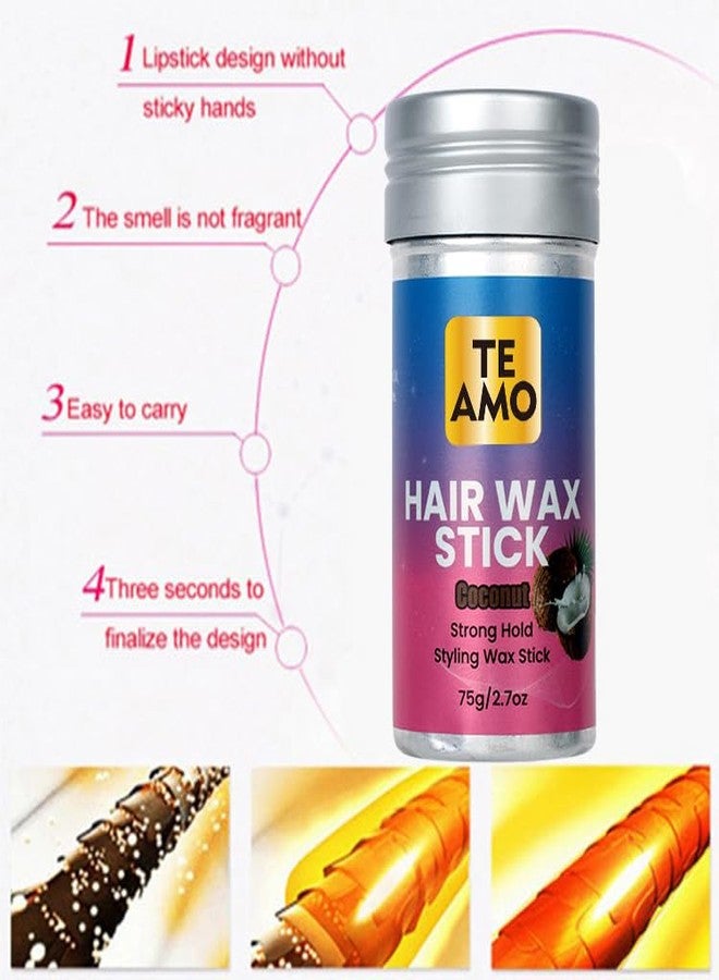 Te Amo Hair Wax Stick, Wax Stick for Hair, Slick Stick, Hair Wax Stick for Flyaways Hair Gel Stick Non-greasy Styling Cream for Fly Away & Edge Control Frizz Hair 2.7 oz, Coconut Oil Vitamine E - Image 5