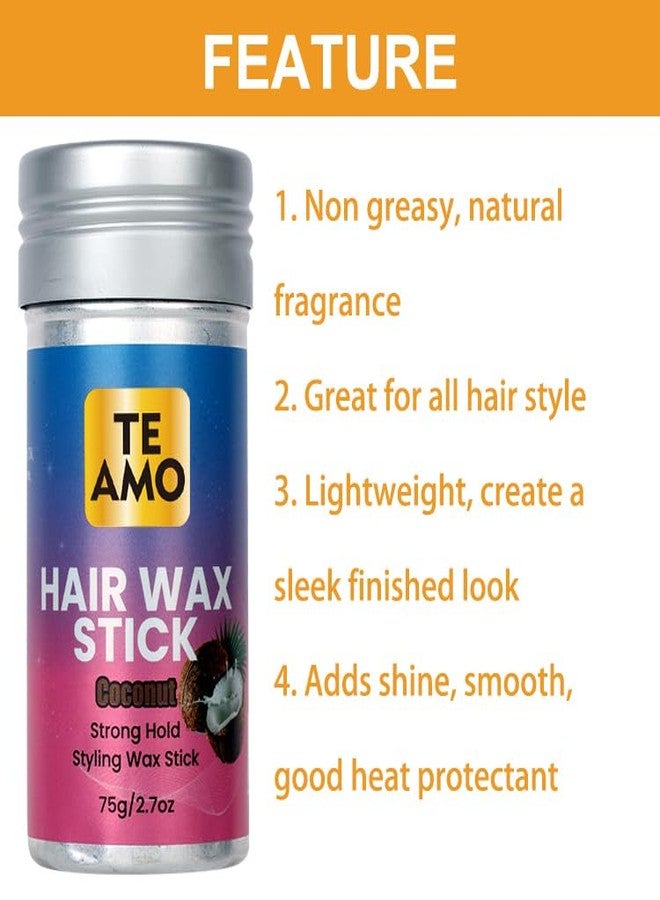 Te Amo Hair Wax Stick, Wax Stick for Hair, Slick Stick, Hair Wax Stick for Flyaways Hair Gel Stick Non-greasy Styling Cream for Fly Away & Edge Control Frizz Hair 2.7 oz, Coconut Oil Vitamine E - Image 4