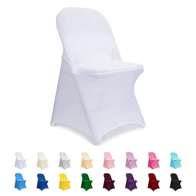 WHITE FOLDING CHAIR COVERS SPANDEX FOLDING CHAIR COVERS 12 PCS BANQUET CHAIR SLIPCOVERS FOR PARTY WEDDING HOLIDAYS CELEBRATION
