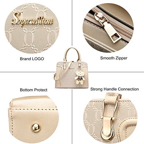 Soperwillton Women's Fashion Handbags Tote Bags Shoulder Bag Top Handle Satchel Purse Set 4pcs - Image 4