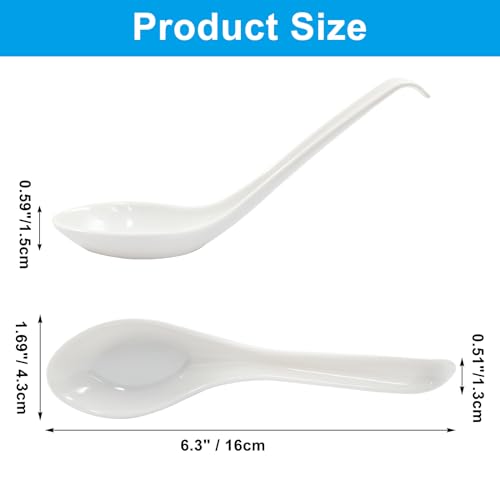 Cionyce 2PCS Asian Soup Spoons Chinese Japanese Miso Ramen Wonton Dumpling Pho Rice Noodle Soba Soup Spoons White Melamine Spoons TUOHAI0023102810002 - Image 3
