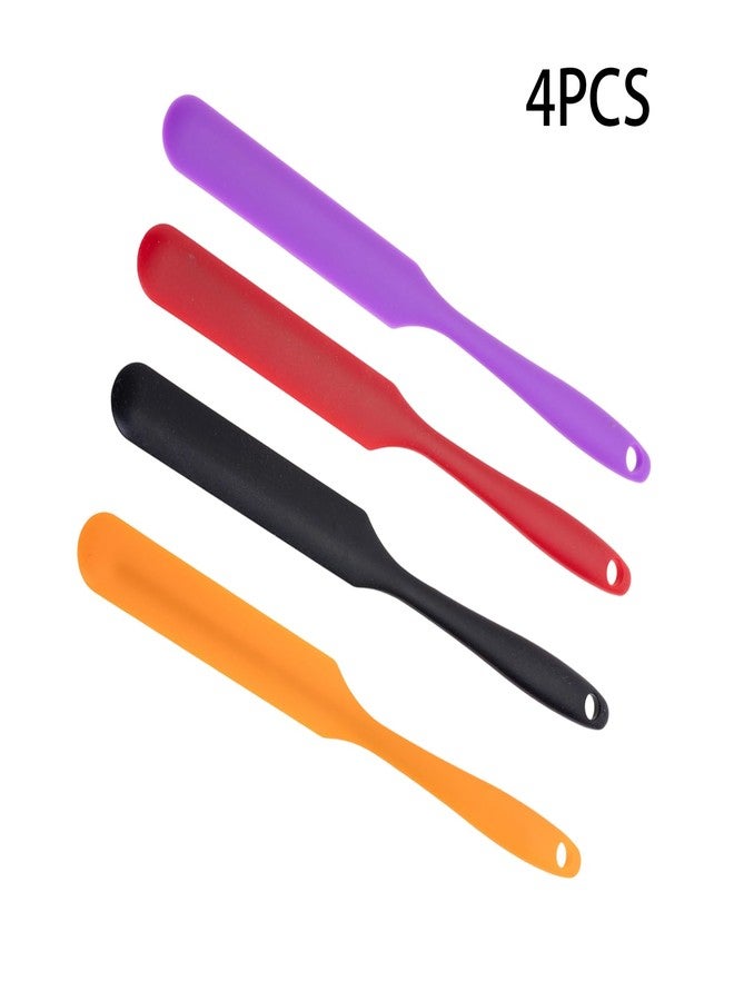 Mormchlots 4Pcs Silicone Spatulas, Small Spatula Silicone Mini Spurtle Spatula, Jar Spatulas with Long Handle, for Baking, Cake, Icing, Mixing (Red/Black/Purple/Orange) - Image 3