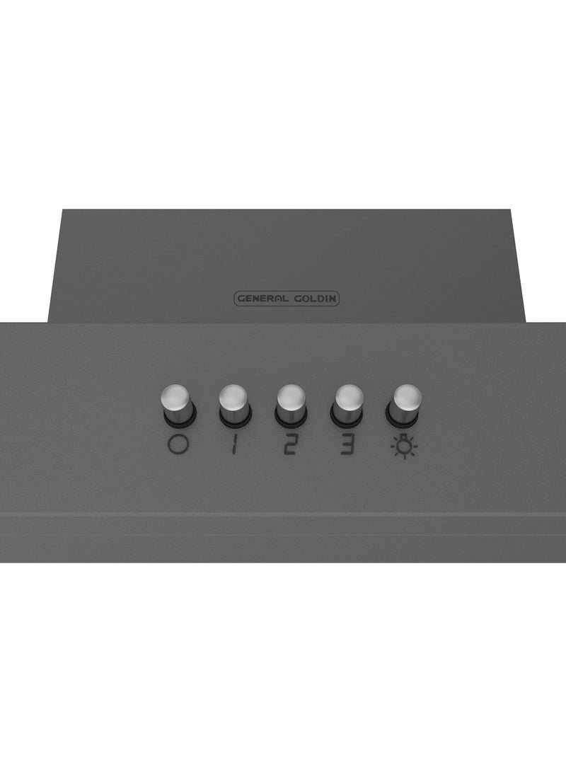 جنرال جولدن شفاط طبخ جنرال جولدين 60×45 سم، جداري، ستانلس ستيل، نوع T، أسود، 5 فلاتر، 3 سرعات، - Image 5