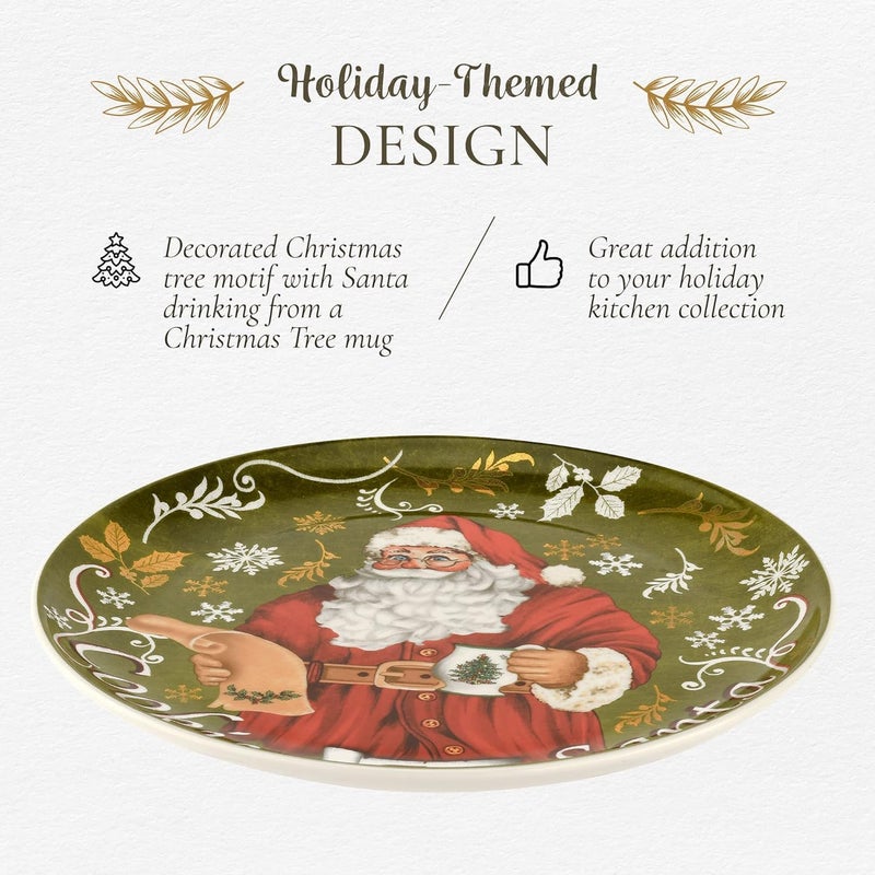 Spode Spode Christmas Tree Plate and Bottle Set 2Piece  85 Porcelain Cookies for Santa Plate  10 Oz HolidayThemed Jug Dishwasher Safe Festive Collectible Seasonal Gift Set - Image 3