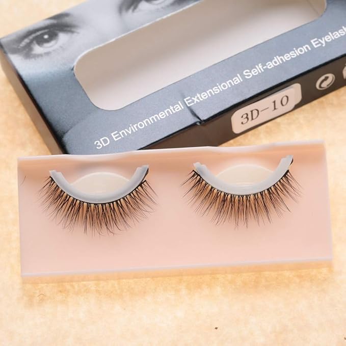 Betued 1 Pair 3D False Eyelash Strip Lashes Magnetic Eyelashes Self Adhesive Eyelashes No Stimulation False Eyelashes Extension Makeup Reusable Hand Made Fake Eyelashes 05