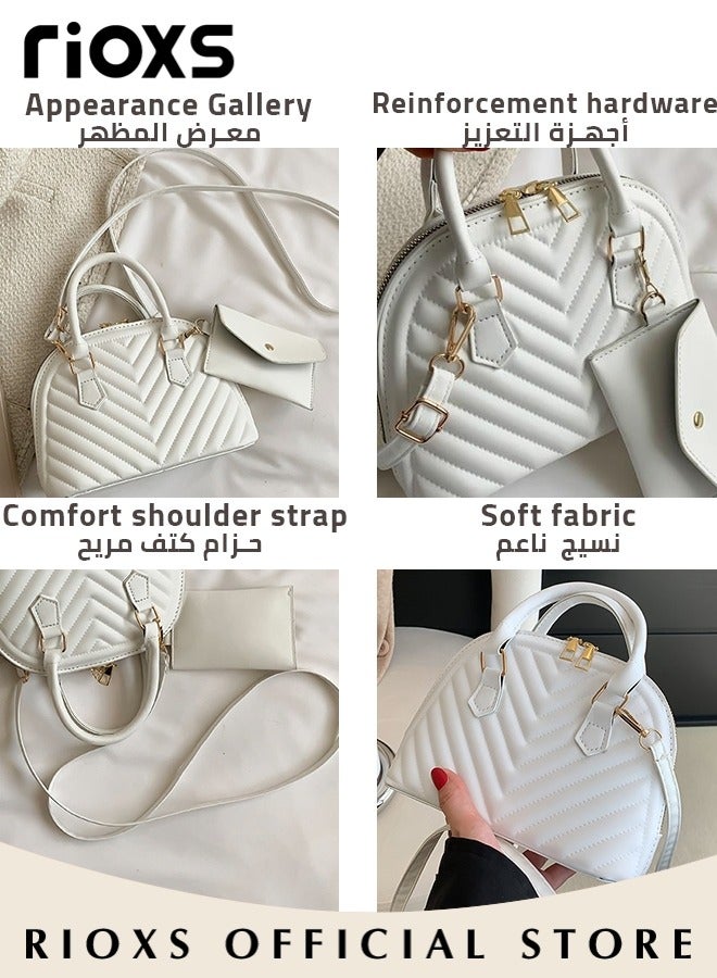 RIOXS 2PCS Handbag Set, Classic Fashionable Crossbody Bag with Buckle Purse, Commuting Trendy Shoulder Bag, Ideal for Travel or As Fashionable Accessory  - Image 4