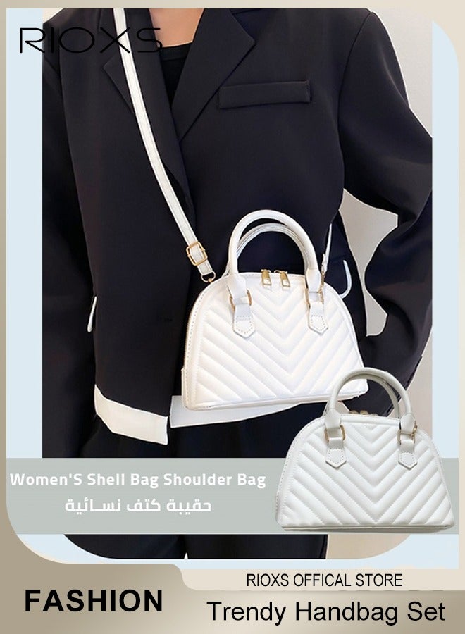 RIOXS 2PCS Handbag Set, Classic Fashionable Crossbody Bag with Buckle Purse, Commuting Trendy Shoulder Bag, Ideal for Travel or As Fashionable Accessory  - Image 2