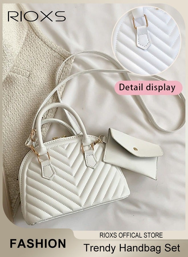 RIOXS 2PCS Handbag Set, Classic Fashionable Crossbody Bag with Buckle Purse, Commuting Trendy Shoulder Bag, Ideal for Travel or As Fashionable Accessory  - Image 3