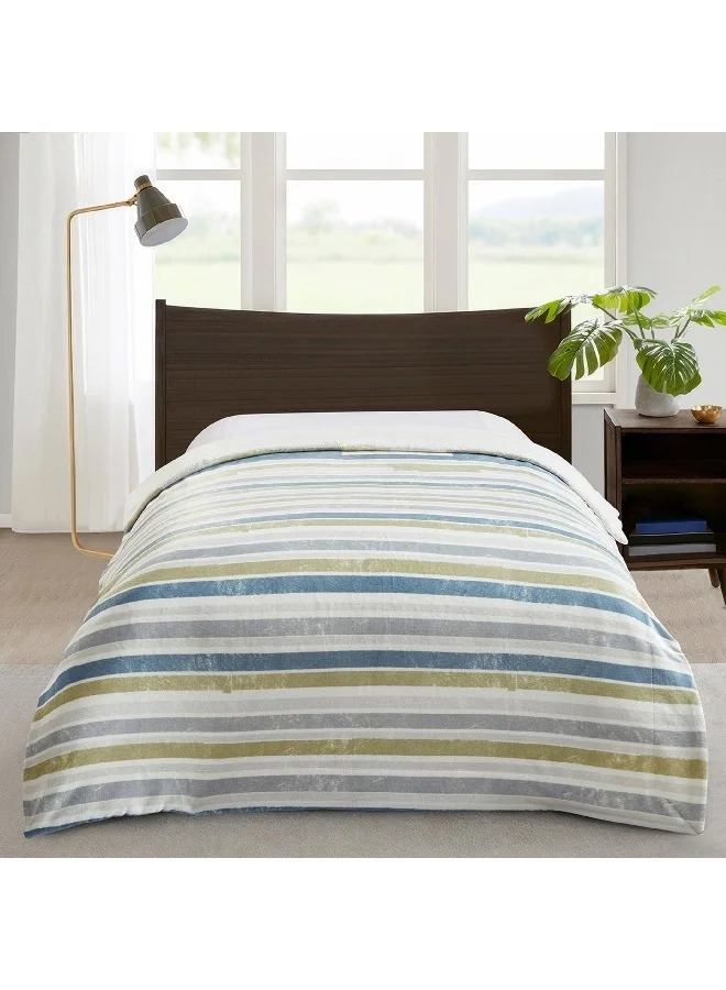 Home Box Braxton Versa Printed Flannel Sherpa Queen Blanket 220 x 200 cm