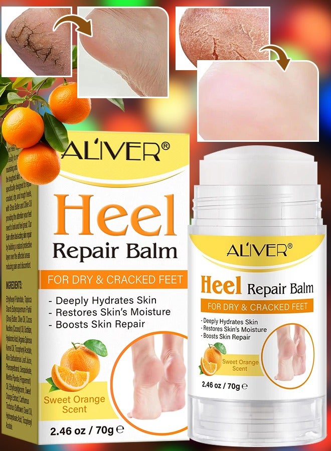ALIVER 70g Cracked Heel Repair Balm Sweet Orange Scent Foot Cream for Cracked Heels and Dry Skin Cracked Heel Repair Balm with Shea Butter & Olive Oil Hydrates and Softens Dry Feet  - Image 1