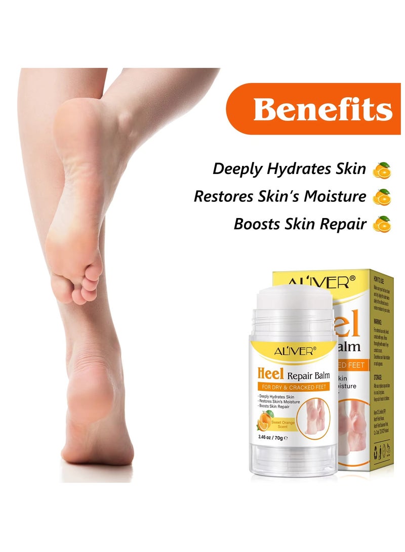 ALIVER 70g Cracked Heel Repair Balm Sweet Orange Scent Foot Cream for Cracked Heels and Dry Skin Cracked Heel Repair Balm with Shea Butter & Olive Oil Hydrates and Softens Dry Feet  - Image 4